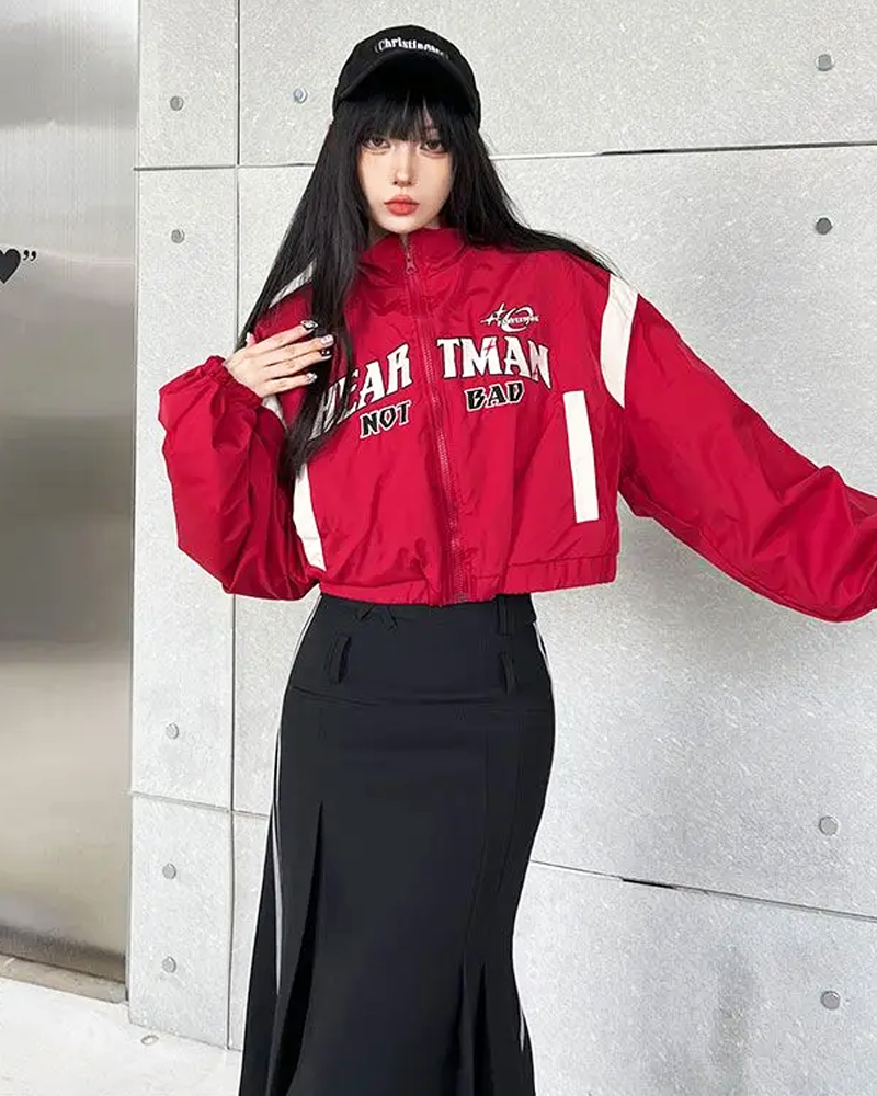 OFFSEAL Y2K Cropped Tracksuit Jacket