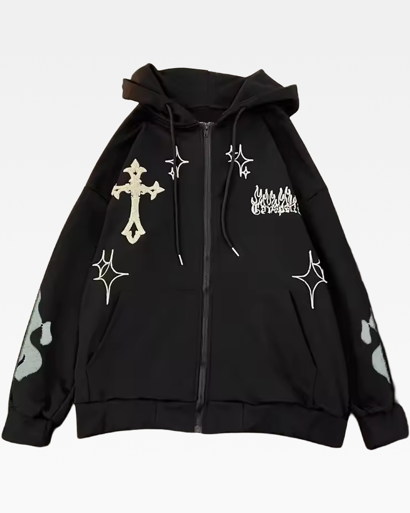 OFFSEAL Cross Zip-Up Hoodie