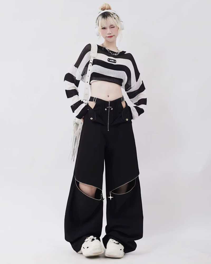 OFFSEAL Y2K Cut Out Pants
