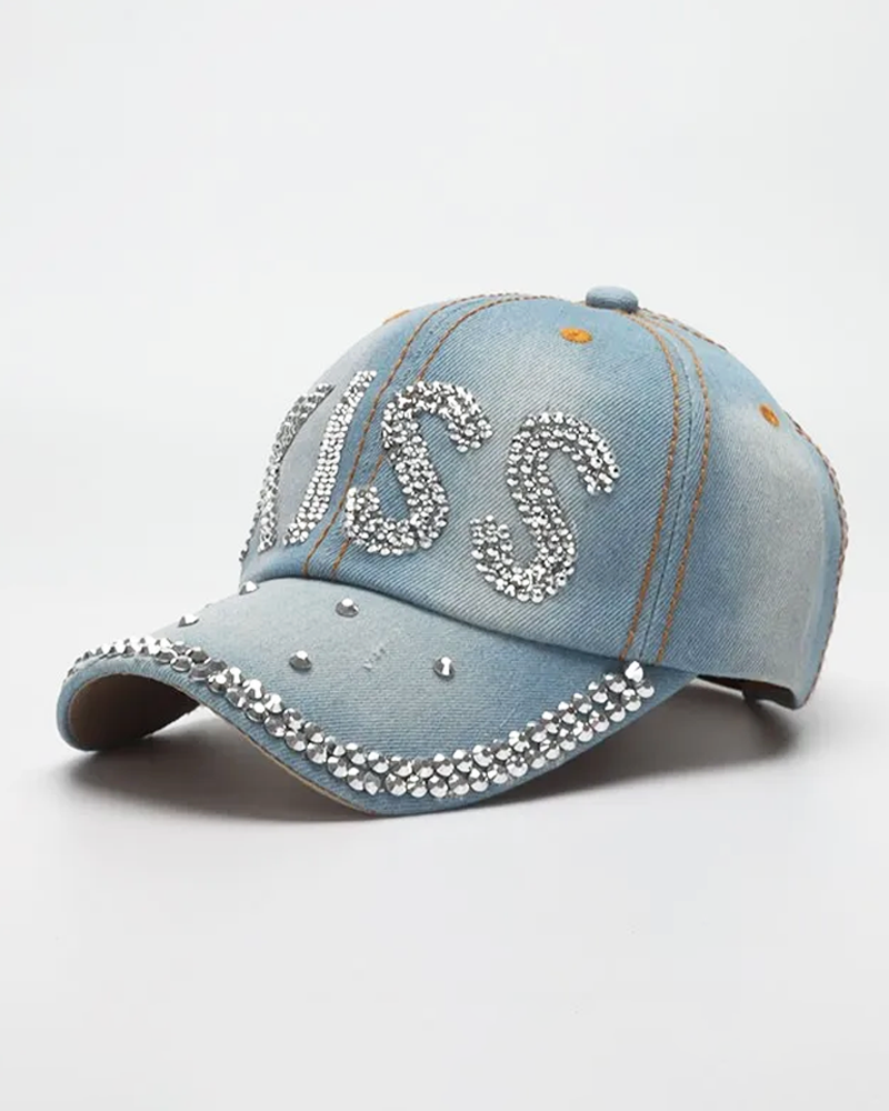 OFFSEAL Denim Hat with Rhinestones