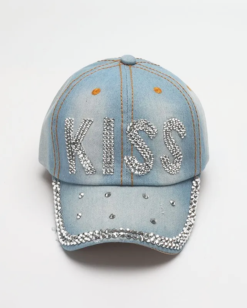 OFFSEAL Denim Hat with Rhinestones