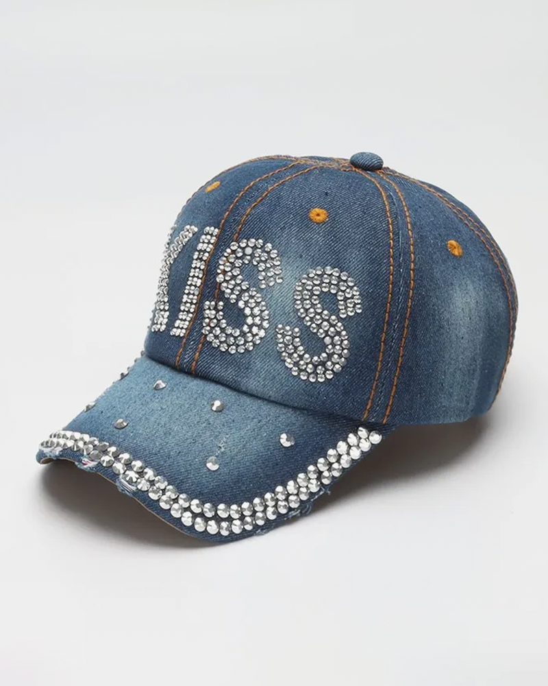 OFFSEAL Denim Hat with Rhinestones