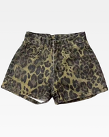 OFFSEAL Denim Leopard Shorts