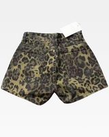 OFFSEAL Denim Leopard Shorts