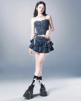 OFFSEAL Denim Mini Skirt with Ruffles