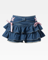 OFFSEAL Denim Mini Skirt with Ruffles