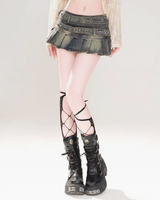 OFFSEAL Y2K Denim Pleated Mini Skirt