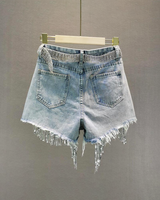 OFFSEAL Y2K Denim Shorts with Rhinestone Fringe