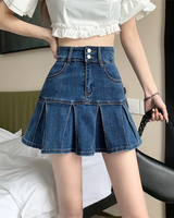 OFFSEAL Y2K Denim Skirt with Pleats