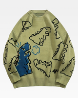 OFFSEAL Y2K Dinosaur Knit Sweater