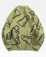OFFSEAL Y2K Dinosaur Knit Sweater