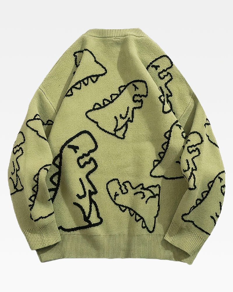 OFFSEAL Y2K Dinosaur Knit Sweater