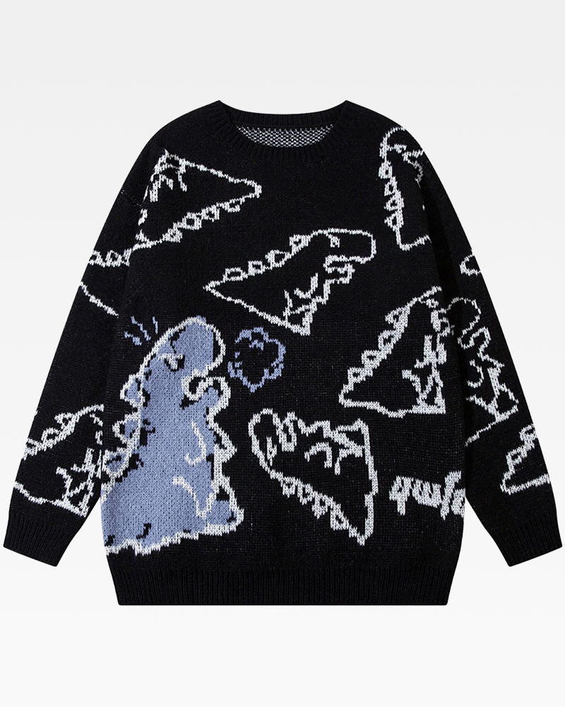 OFFSEAL Y2K Dinosaur Knit Sweater