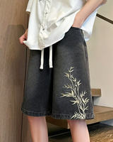 OFFSEAL Embroidered Denim Shorts