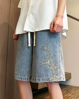 OFFSEAL Embroidered Denim Shorts
