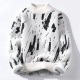 Brushstroke Knit Mock Neck Sweater