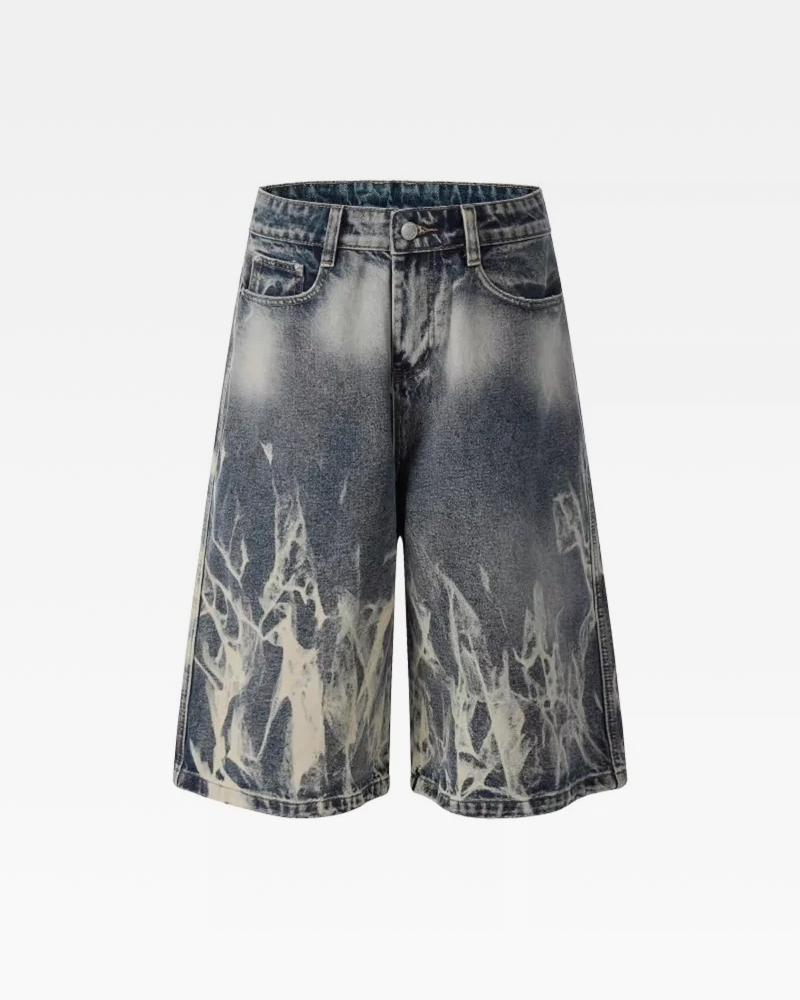 OFFSEAL Flame Denim Shorts