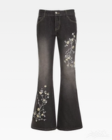 OFFSEAL Y2K Floral Embroidered Flare Jeans