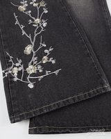 OFFSEAL Y2K Floral Embroidered Flare Jeans