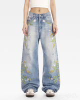 OFFSEAL Floral Embroidered Jeans