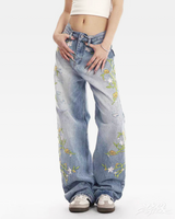 OFFSEAL Floral Embroidered Jeans