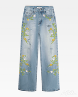 OFFSEAL Floral Embroidered Jeans