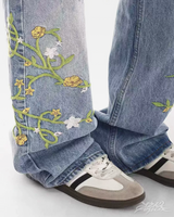 OFFSEAL Floral Embroidered Jeans