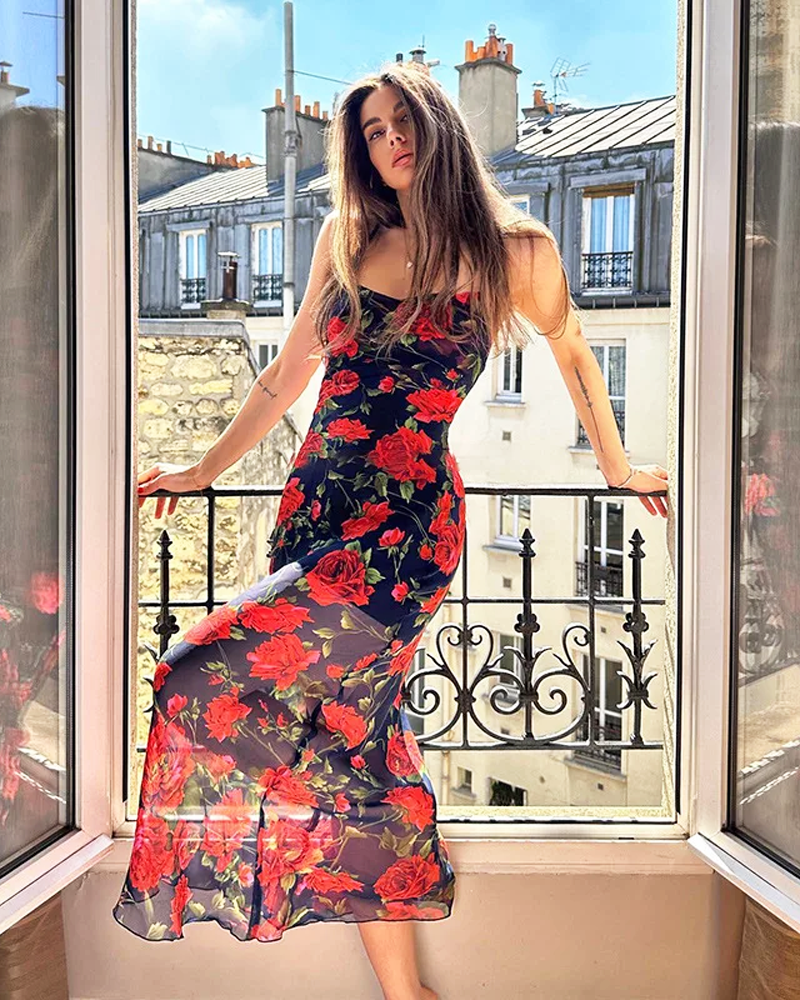 OFFSEAL Floral Mesh Dress