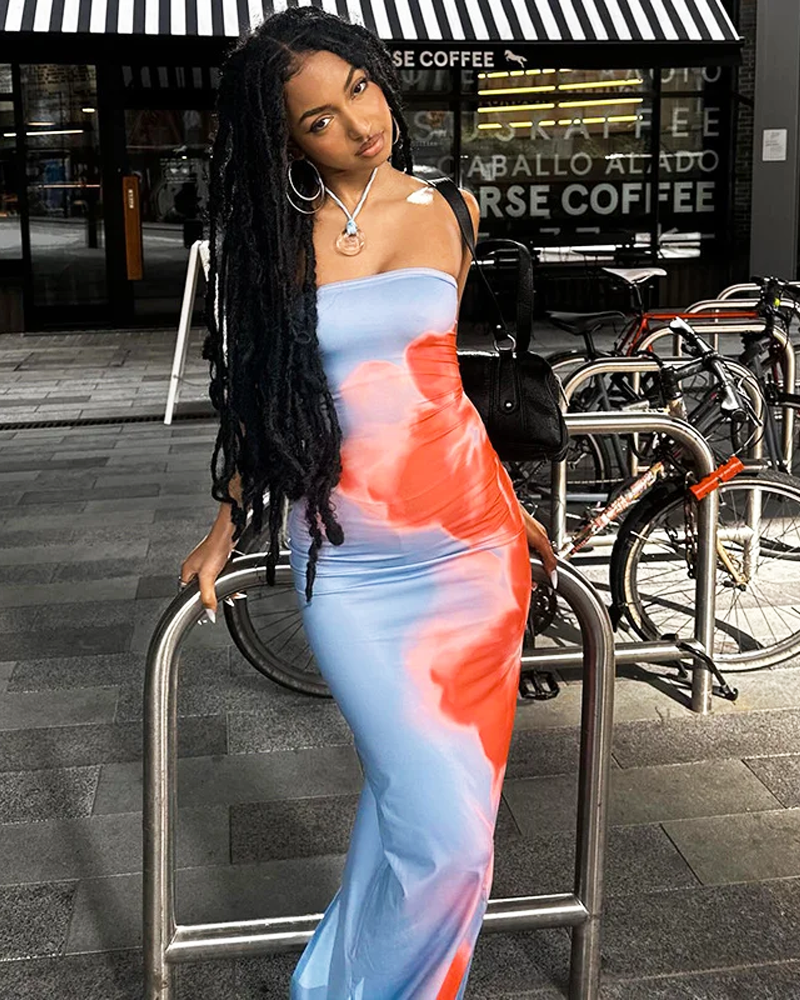 OFFSEAL Floral Print Maxi Dress