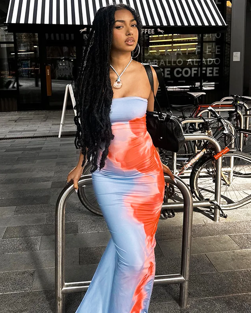 OFFSEAL Floral Print Maxi Dress