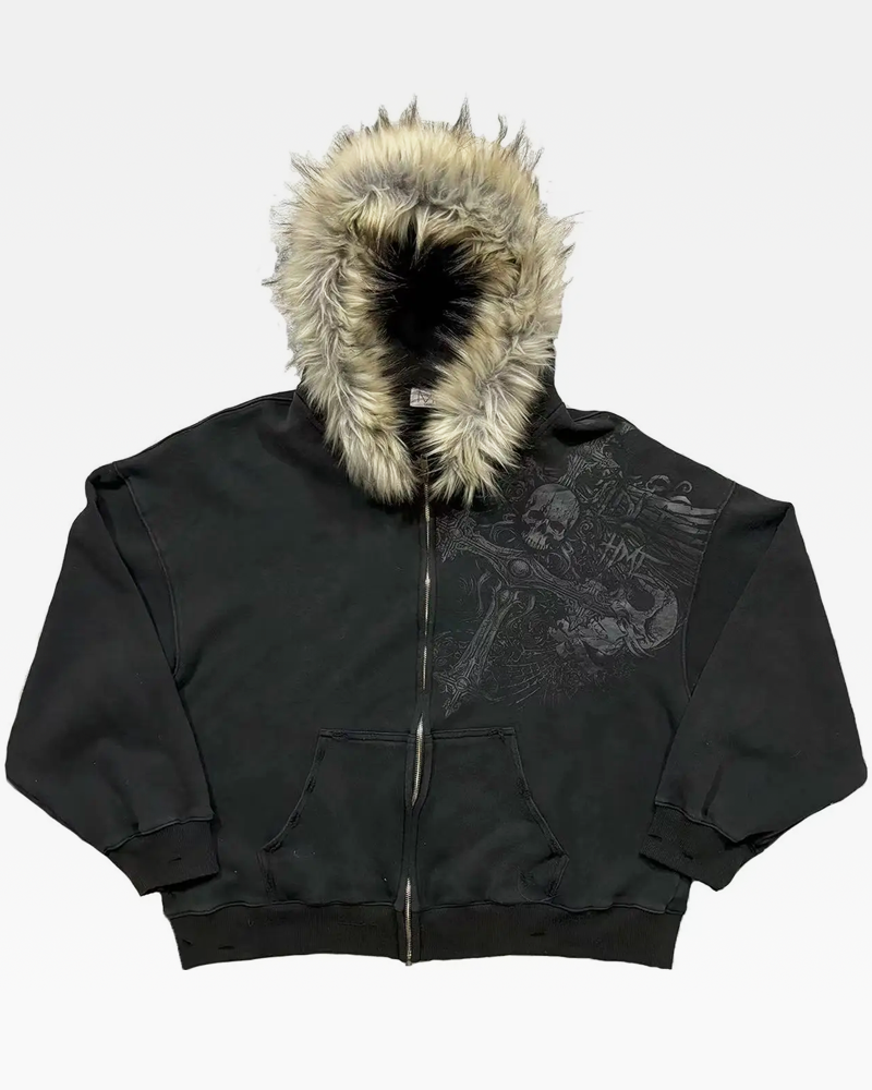 OFFSEAL Fur Hood Hoodie