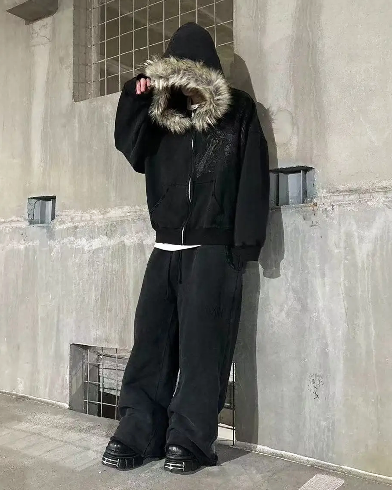 OFFSEAL Fur Hood Hoodie