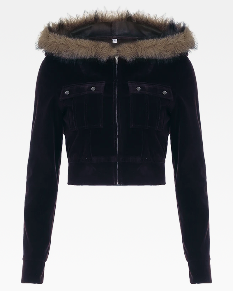 OFFSEAL Y2K Fur Hood Jacket