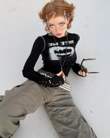 OFFSEAL Grunge Long-Sleeve Top