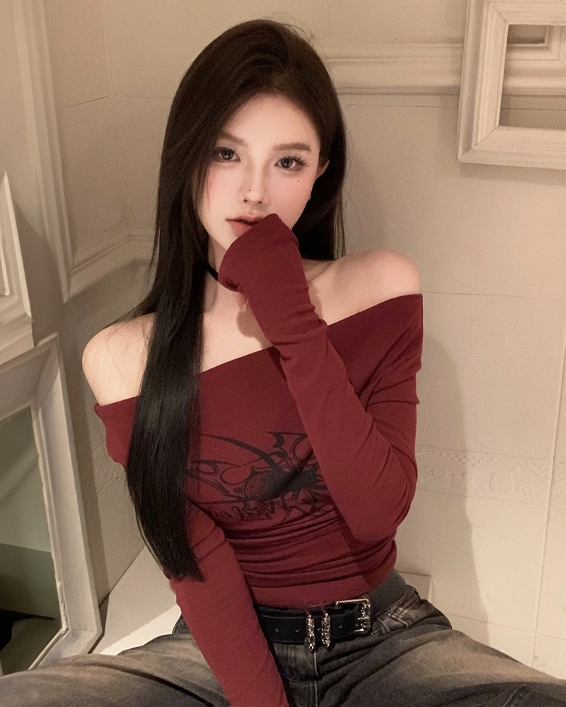 OFFSEAL Y2K Grunge Off The Shoulder Top 2