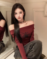 OFFSEAL Y2K Grunge Off The Shoulder Top 2