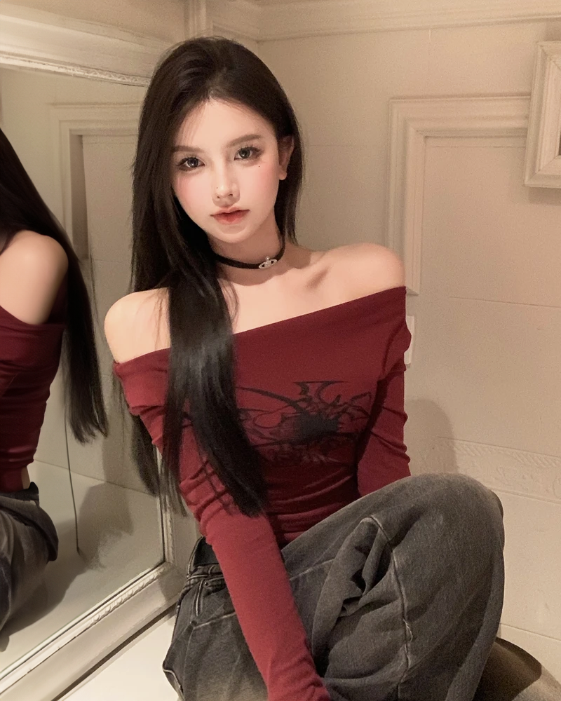 OFFSEAL Y2K Grunge Off The Shoulder Top 2