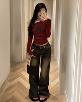 OFFSEAL Y2K Grunge Off The Shoulder Top 2