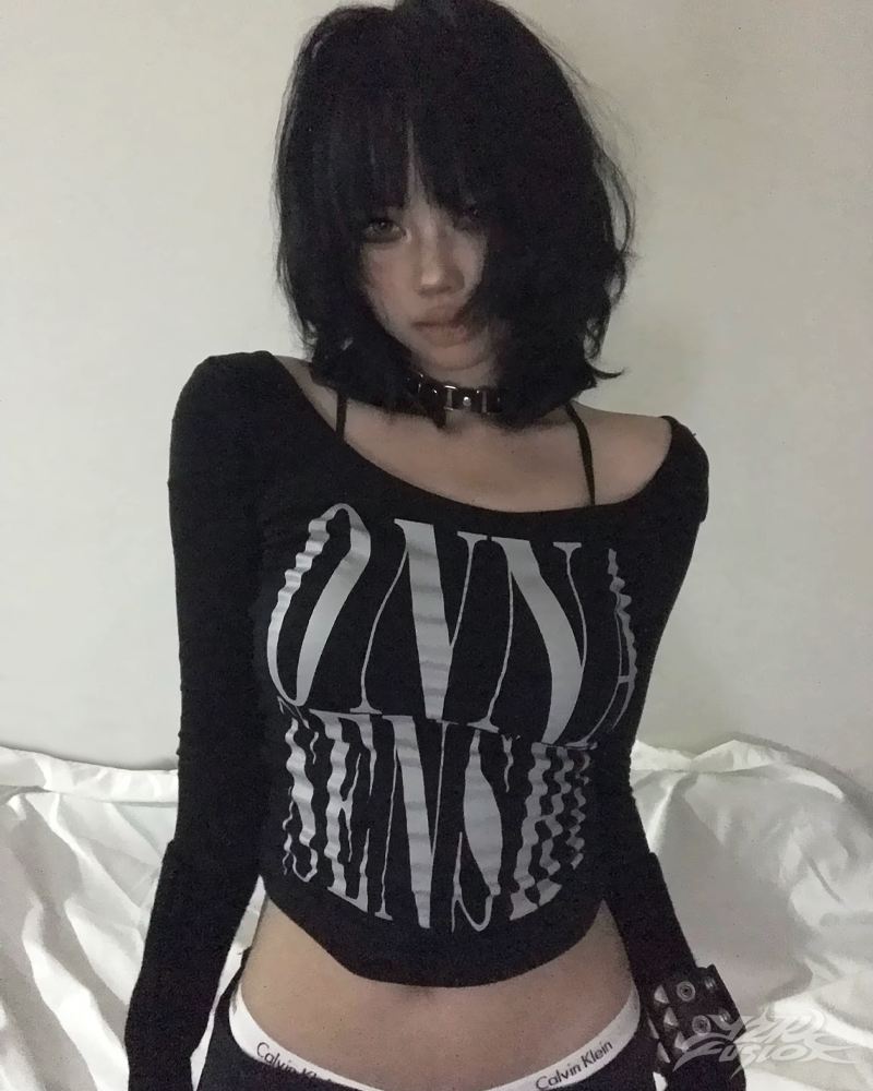 OFFSEAL Y2K Grunge Off Shoulder Top