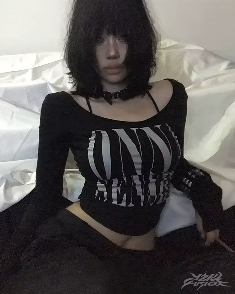 OFFSEAL Y2K Grunge Off Shoulder Top