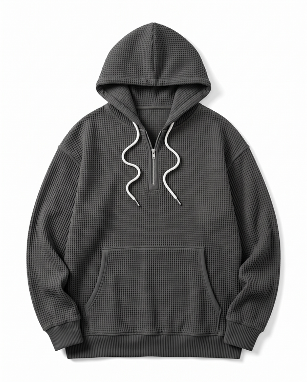 Quarter-Zip Waffle Hoodie — Heavyweight