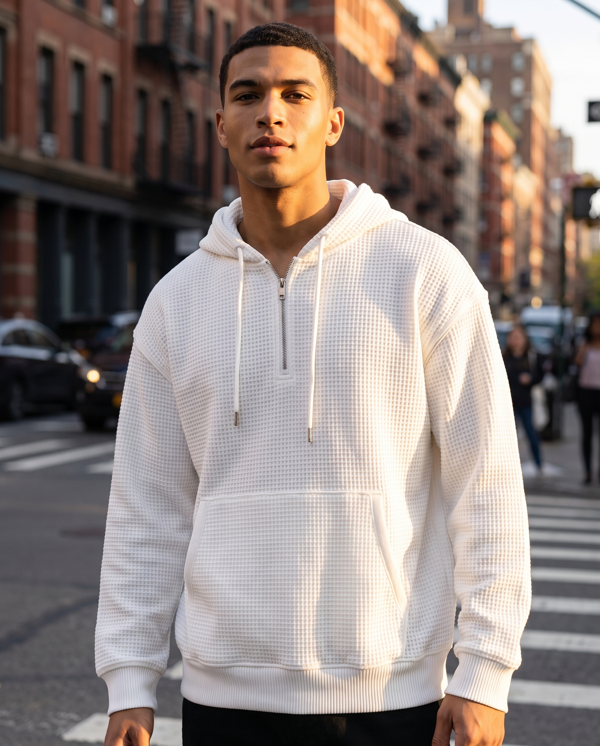 Quarter-Zip Waffle Hoodie — Heavyweight