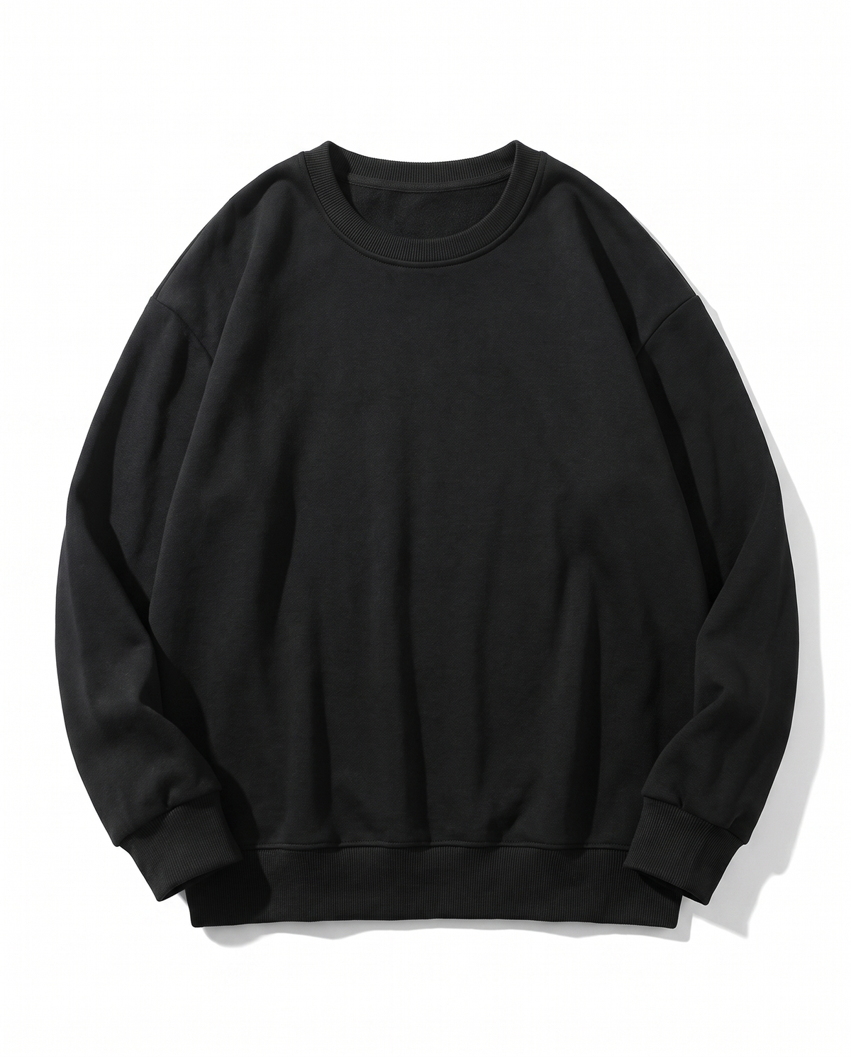 Oversized Cotton Terry Crewneck — Black
