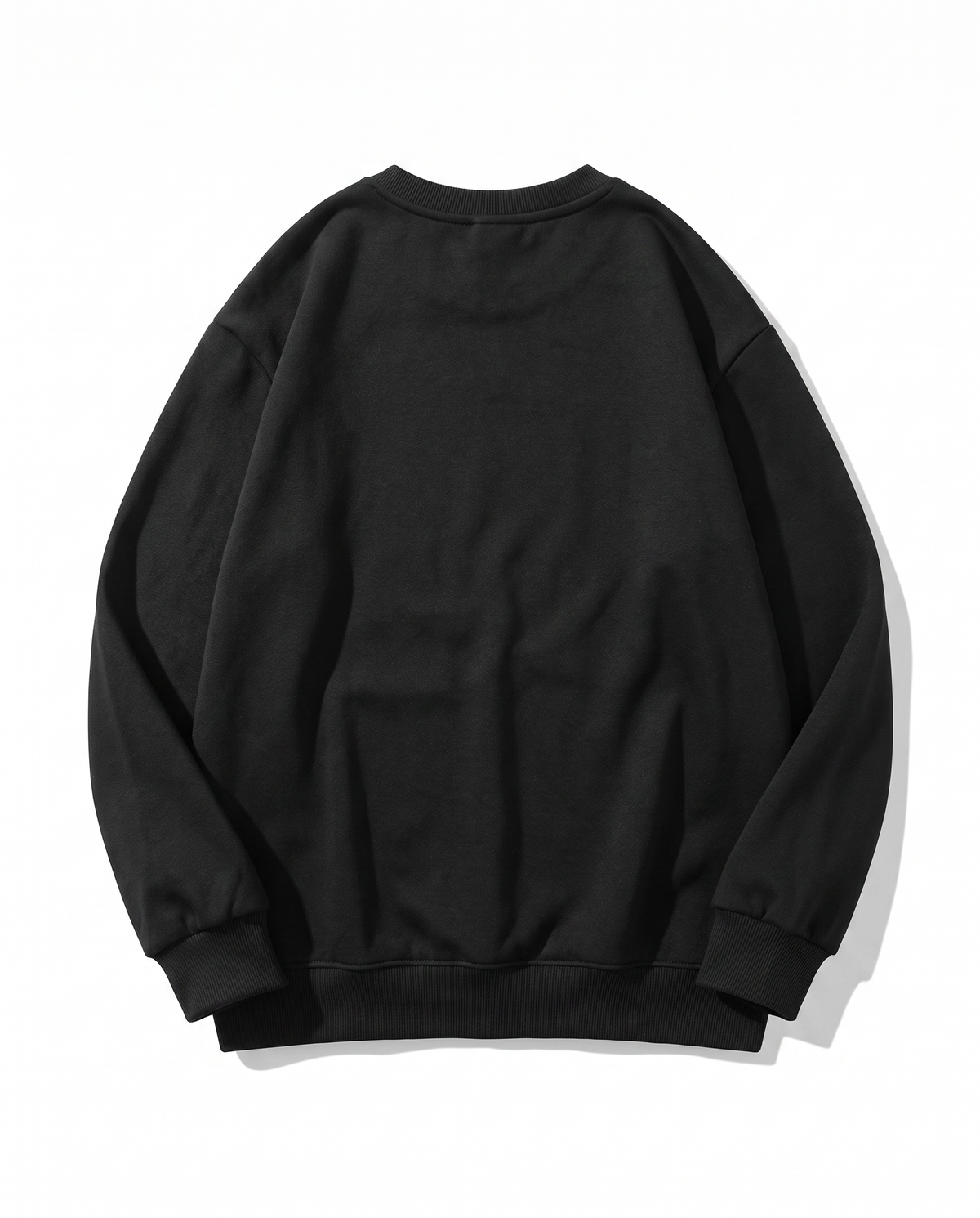 Oversized Cotton Terry Crewneck — Black