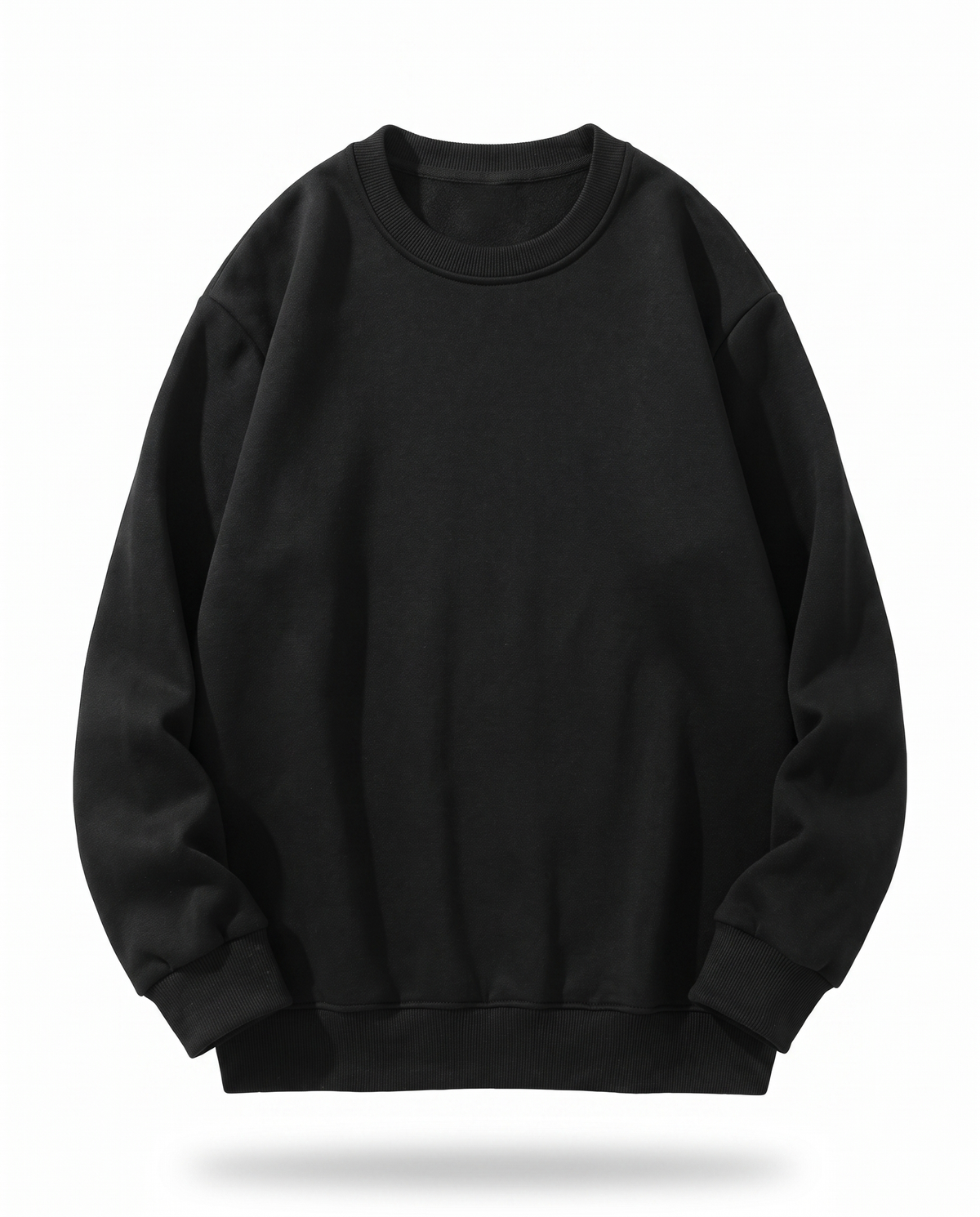 Oversized Cotton Terry Crewneck — Black