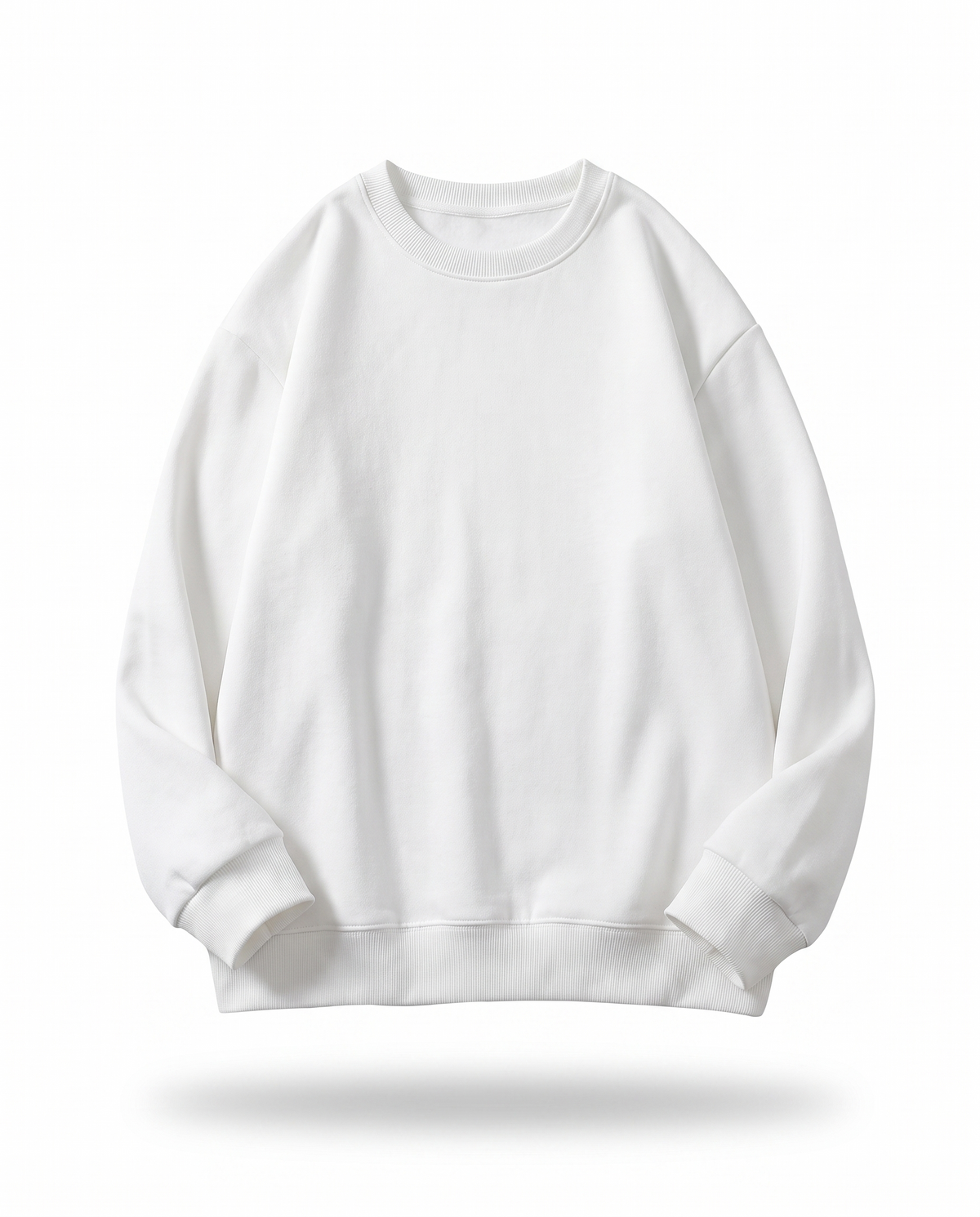 Oversized Cotton Terry Crewneck — White
