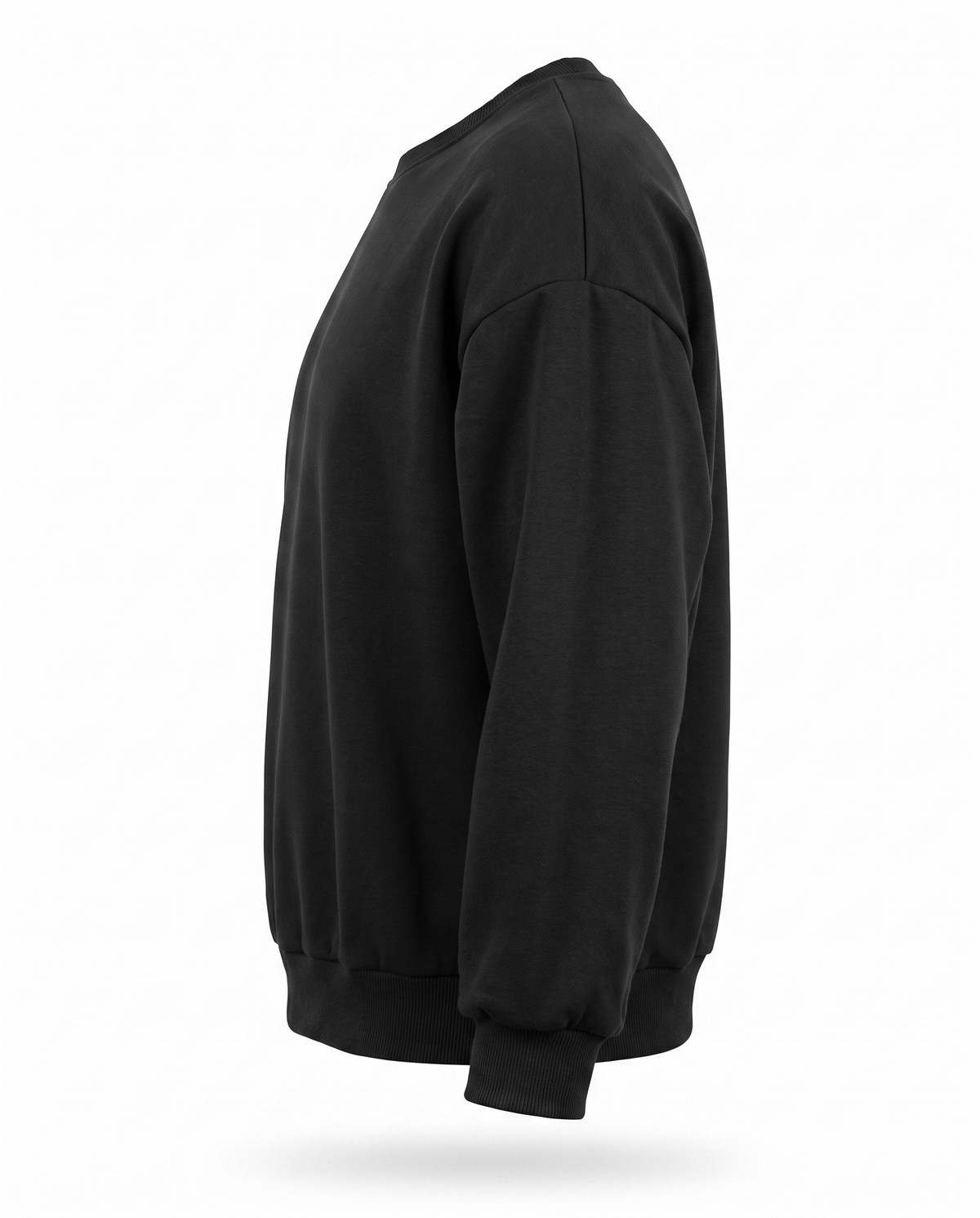 Oversized Cotton Terry Crewneck — Black
