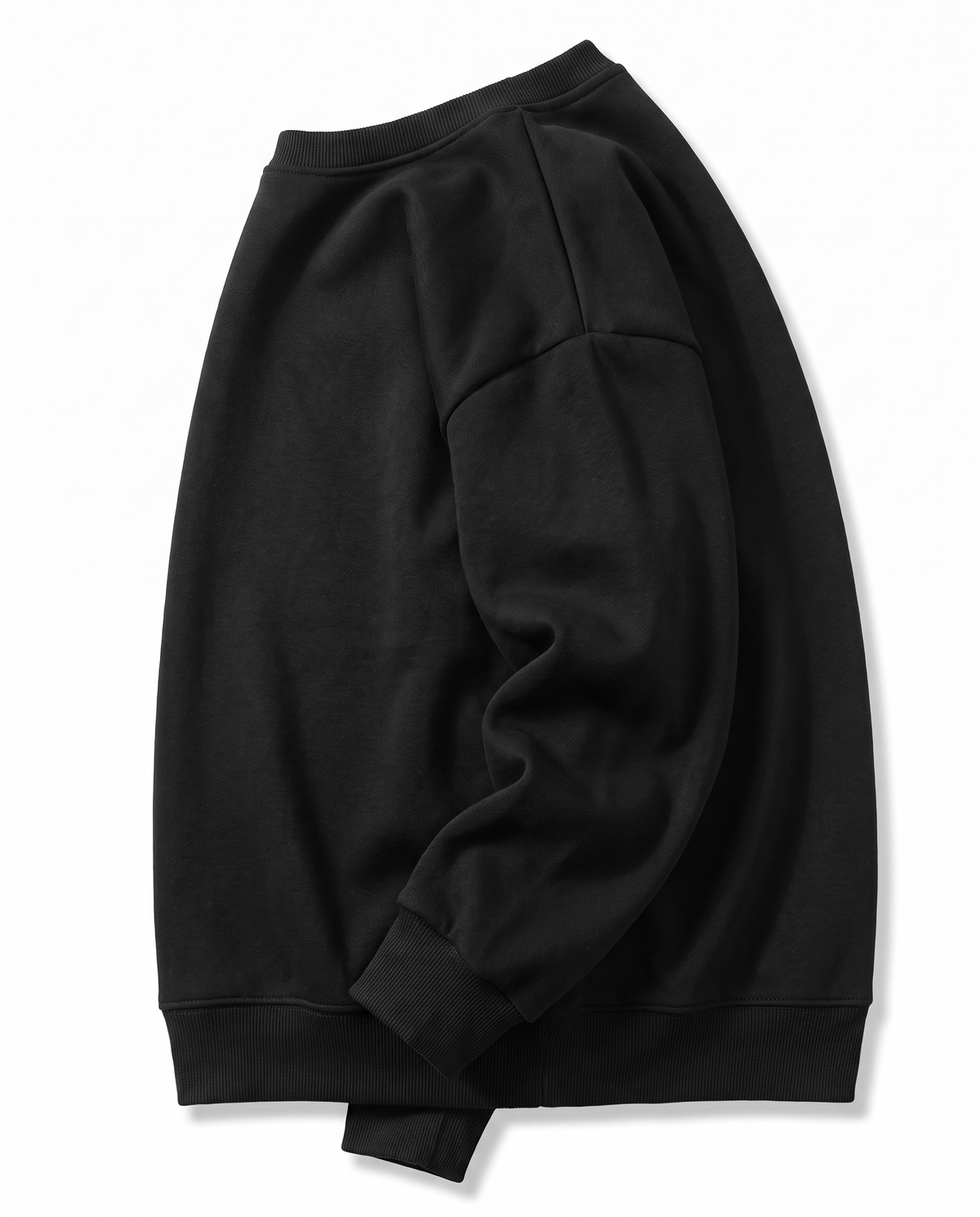 Oversized Cotton Terry Crewneck — Black