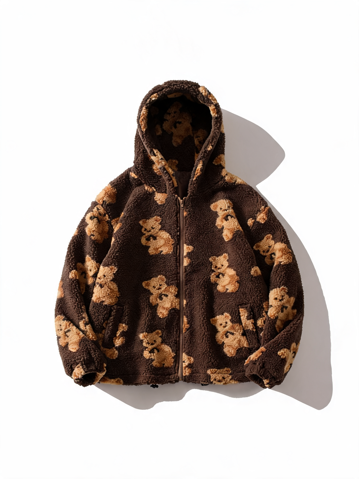 Teddy Bear Fleece Zip-Up Hoodie