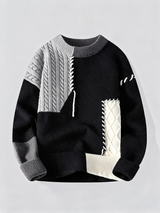 Colorblock Patchwork Knit Crewneck